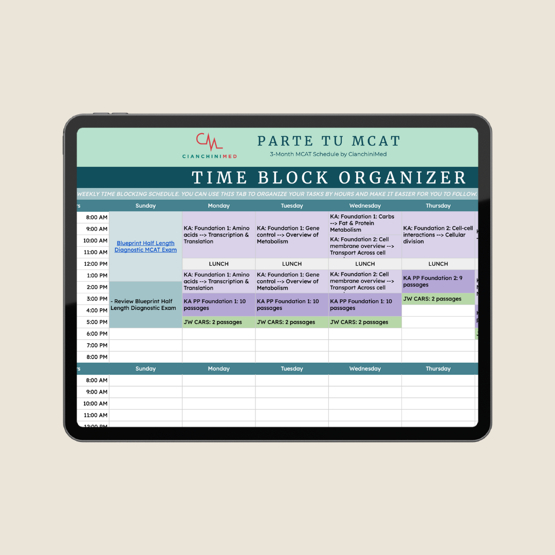 Parte Tu MCAT - Calendario de 3 Meses para tu MCAT